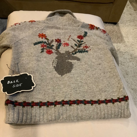 Sundance Cowichan Lost Horizons Grey  L Deer Floral Wool Alpine Fleece lined - Picture 7 of 9